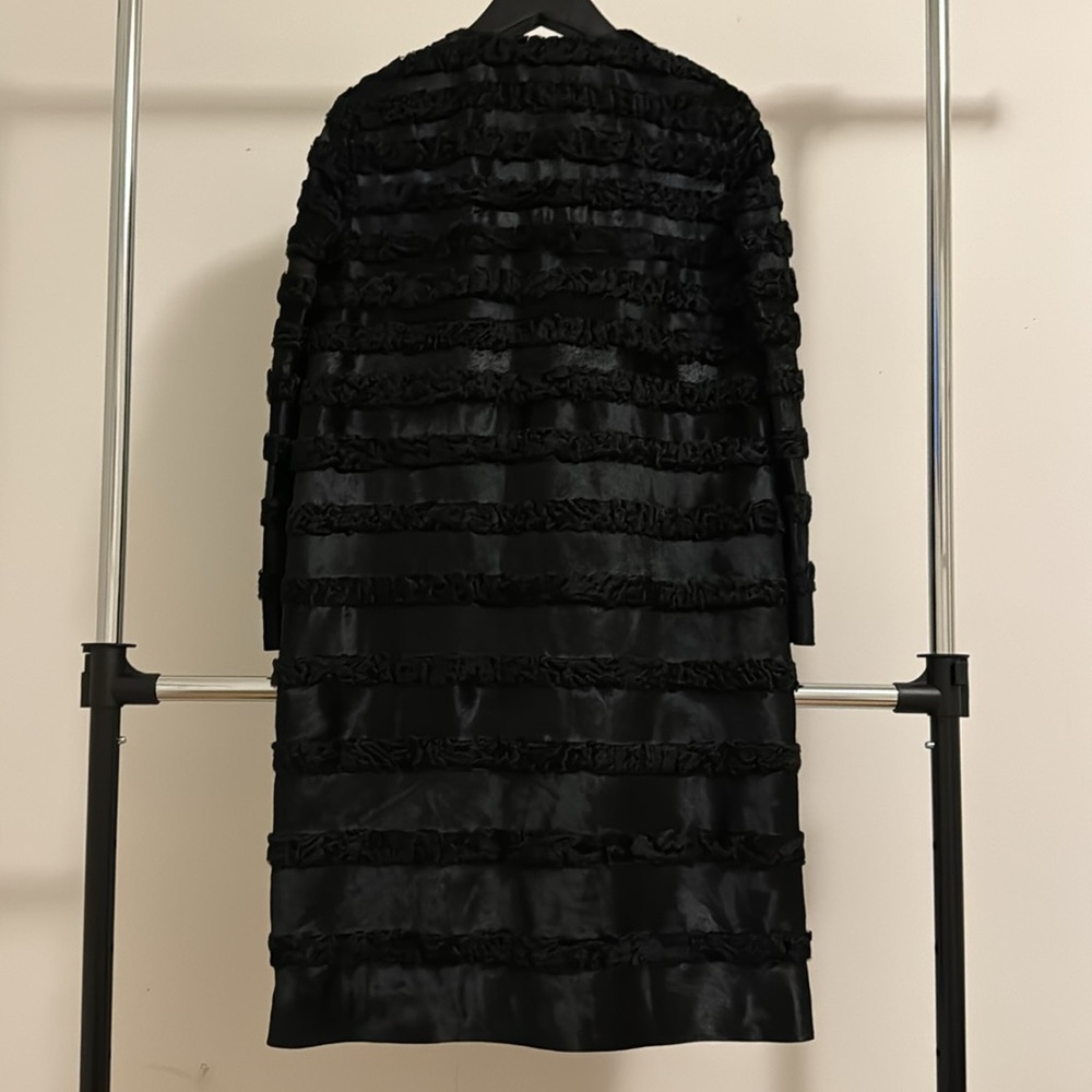 LAFAYETTE CALF LEATHER SHIP FUR COMBO COAT SZ S